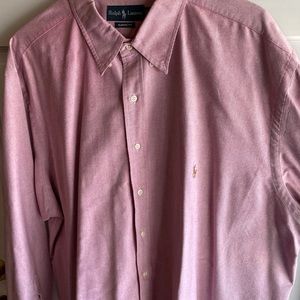 Men’s Polo long sleeve button down classic fit/3XL Light Red